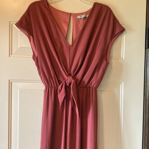 Like New Large She & Sky Terracotta Jumpsuit with Tie Front and Slit Back (ABBA) - Picture 2 of 16